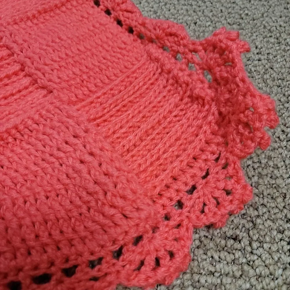 Hand crocheted boutique coral orange pink throw blanket baby blanket